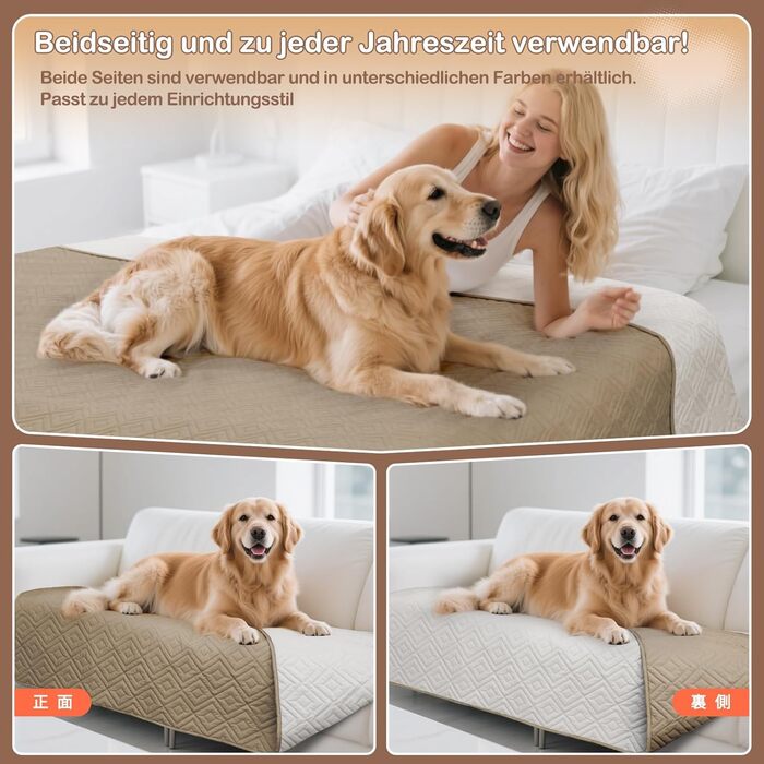 Водонепроникний килимок для собак Gyuro, двосторонній, міцний, для дивану та ліжка, прання дозволено, для собак та котів (Темно-хакі + Хакі, 77 x 178 см)