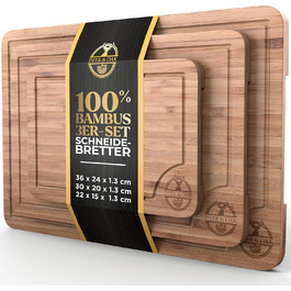 Набір дерев'яних обробних дощок Deer & Oak (3 шт.) - великі, 40x30x3.8 см, для м'яса, овочів та хліба