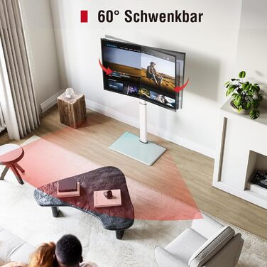 AOKCOS Adjustable TV Stand Base - Height 1350mm, Tilting & Swivel, for 32-70 inch TVs, Universal VESA 400x400, 40kg Capacity (White)
