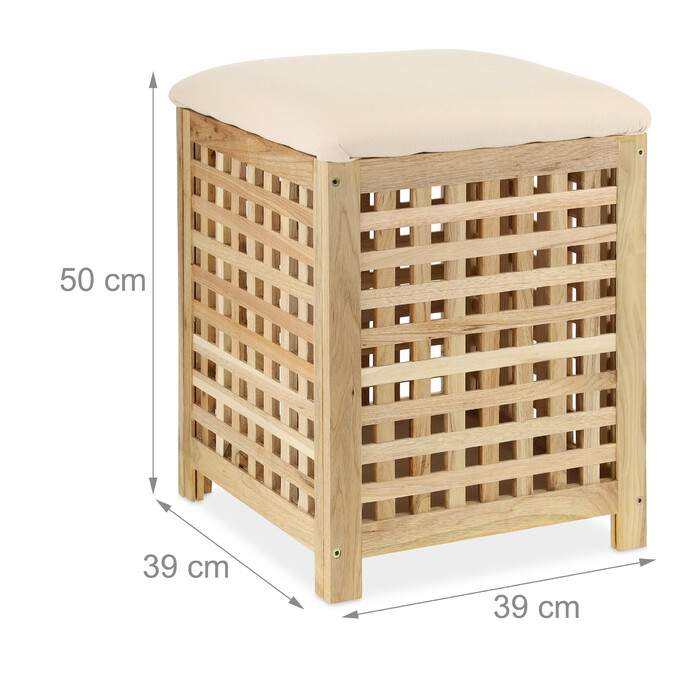 Relaxdays Laundry Basket with Seat Walnut