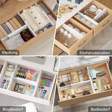 Lifewit Drawer Dividers Set, Plastic, for Internal Length 27–40cm & Height >10.5cm Drawers, Adjustable Organizer System for Closet/Bedroom/Dresser/Kitchen/Office, White (4, for Internal Length 34–50cm & Height ≥15.5cm)