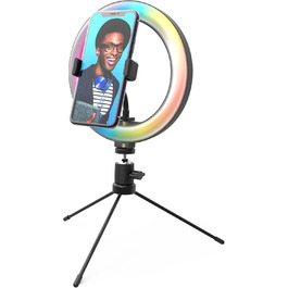 DIGIPOWER 11' кільцева лампа з регулюванням висоти (58-168 см), 3 режими освітлення, 10 рівнів яскравості, тримач для телефону (iOS/Android), для макіяжу, YouTube, TikTok та Vlogging. Кільцева лампа 11' (10' RGB кільцева лампа зі штативом)