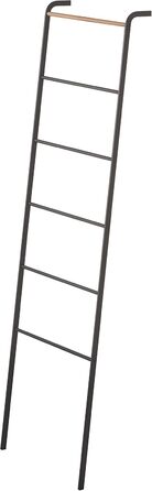 Yamazaki 2813 TOWER Leaning Clothes Rack, Black, Steel/Wood, Minimalist, 45 x 24 x 160 cm