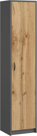 Bookshelf Wardrobe Shelf White 40cm wide 180cm high Cabinet Organizer Multi-purpose Cabinet with 4 adjustable shelves Filing cabinet Shelf Wall narrow Wood for bedroom hallway basement office (Anthracite Oak)