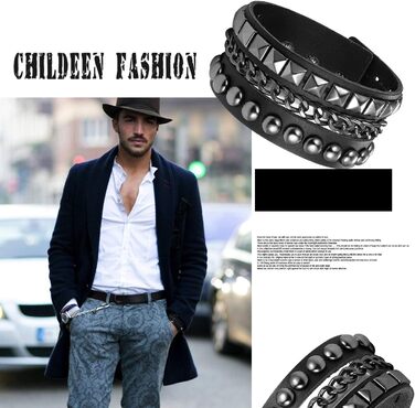 Чоловічий шкіряний браслет JewelryWe Punk Rock з заклепками, регульований, чорний/коричневий