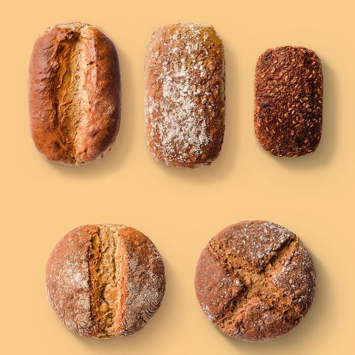 Brotrausch Spelt Bread Bread Mix (5 x 400g) – includes wooden bread form - natural, vegan, and without chemicals - with spelt, rye & whole grain, bake bread