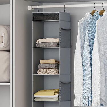 Організатор для шафи з сітчастими кишенями, 6 відділень, сірий, 30 x 30 x 130 см