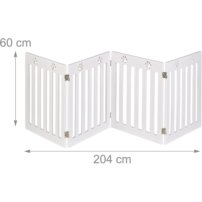 Захисне ворота для собак Relaxdays, самостійно встановлюється, 60 x 204 см, MDF, складане, білий