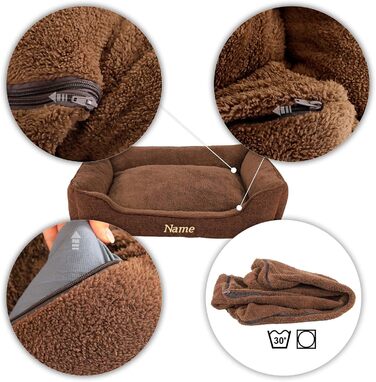 М'яке ліжко для собак Lionto знімний чохол, 75x60 см, коричневе, для собак та котів, з антиковзким дном