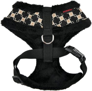 Нашийник для собак Puppia Huxley, теплий, зимовий, леопардовий принт, регульована грудна стрічка, для собак маленьких та середніх порід, синій, розмір M (Black_Jace, Small)