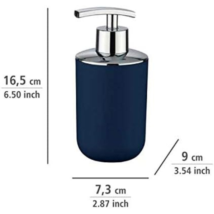 Дозатор для мила WENKO Brasil - 0.32 л, синій, пластик (TPE), 7.3 x 16.5 x 9 см