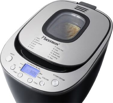 Автоматична хлібопічка Bestron ABM3000B з LCD-дисплеєм, таймером та 12 програмами