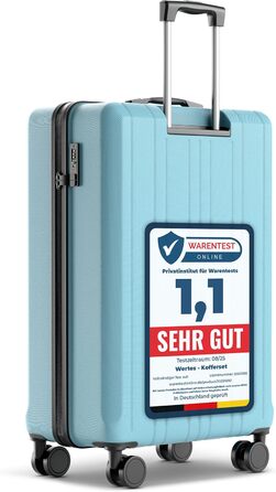 Чемодан великий 77см, 100L, TSA замок, жорсткий корпус, подвійні колеса, валіза на колесах, блакитний колір