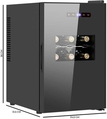 Cecotec Bolero GrandSommelier 36000 Wine Cooler - 95 Liter Compressor Wine Fridge with Adjustable Temperature, Touch Panel, LED Lighting & Quiet Operation (Black, Series 30, 15 Bottles)