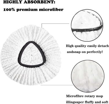 Replacement heads for O-Ceda mop, replacement head, replacement mop heads, microfiber replacement mop refills, easy cleaning, machine washable, pack of 4