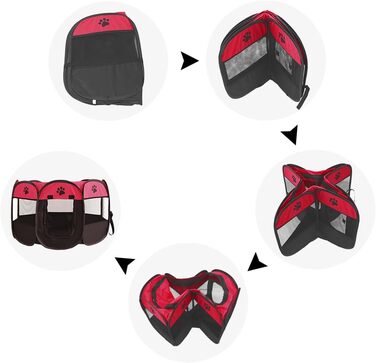 Клітка-забігайлище для цуценят та собак, складана, 73x73x43 см (Бургунді)