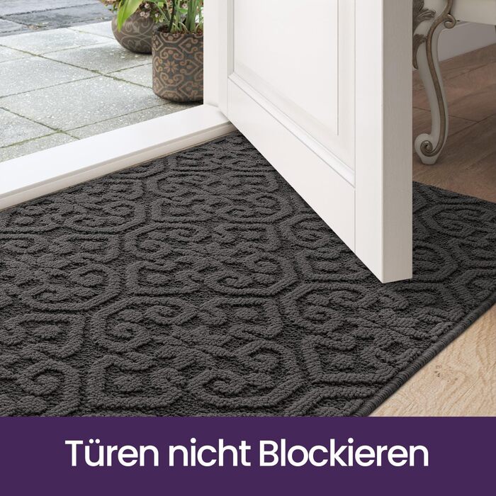 При Entrance килимок DEXI 60x90 см, протиковзний вбираючий килим для входу, передпокою та тераси, антрацит