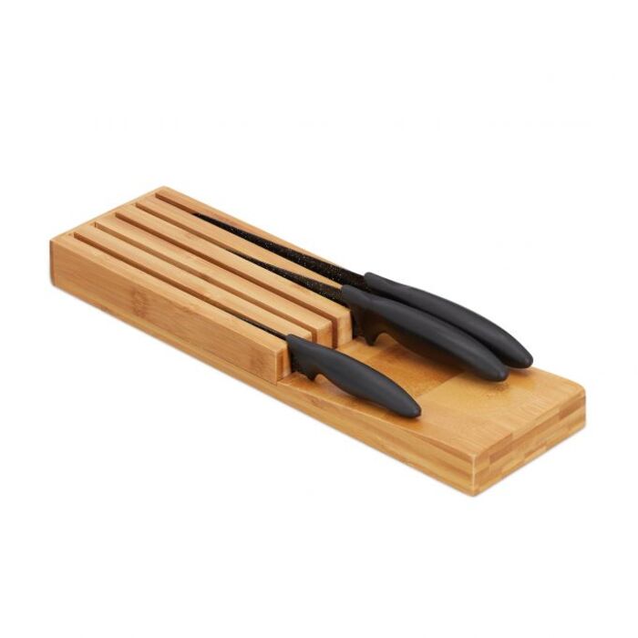 Relaxdays Bamboo Knife Organizer for 5 Knives
