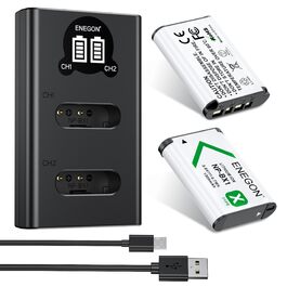 Акумулятор ENEGON NP-BX1 (1300mAh, 2 шт.) з LCD-зарядним пристроєм для Sony NP-BX1, ZV-1, Cyber-Shot DSC-RX100 (усі моделі) та HDR-CX405