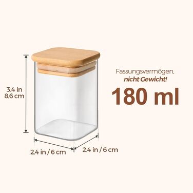 Набір баночок для спецій ComSaf 120 мл, 12 шт. з етикетками, скляні, з дерев'яними кришками, герметичні, для зберігання спецій