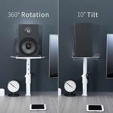 Кріплення для акустики VIVO: універсальні підставки для колонок, 2 шт., білі, регулювання висоти та нахилу
