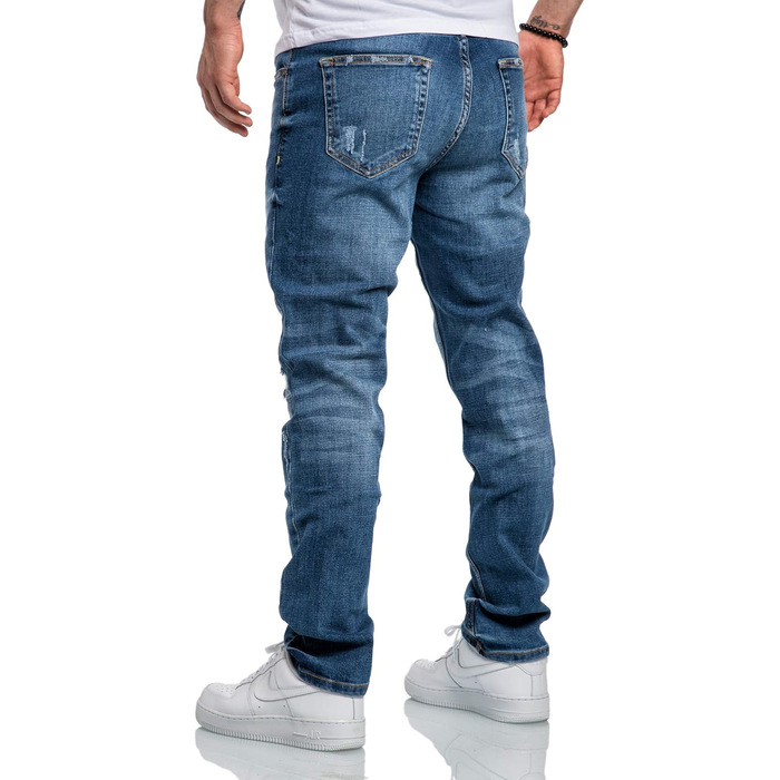 Чоловічі джинси Amaci&Sons Regular Straight Fit Denim 7984, світло-блакитні з потертостями та латками, розмір 36W/32L