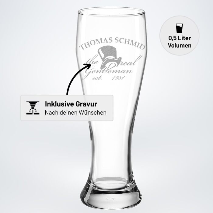Пивний келих Weizenbierglas 0,5л з гравіюванням 