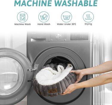 Килимок для котів з ковдрою, круглий, плюшевий, антистресовий, для котів та маленьких собак. М'який доунат-ліжко з миючого штучного хутра та неслизьким дном (58x58x15 см, сірий)