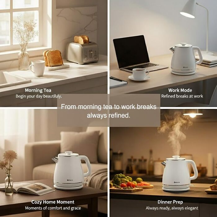 Електричний чайник MULIN Retro, 1.8 л, 2200 Вт, Швидке кип'ятіння, Автоматичне відключення, Чорний