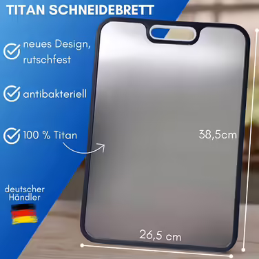 Titan Cutting Board - Antibacterial, Nickel-Free, Hygienic | Large Kitchen Board with a New Design | Durable, Non-Slip | 100% Titanium Cutting Board Perfectly Processed and Knife-Friendly