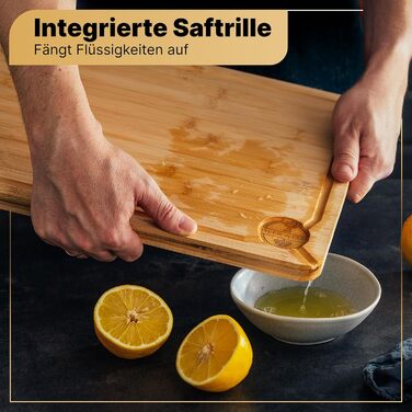 Роздільна дошка Deer & Oak з бамбука – XL (38x25x2 см), олійна, водонепроникна, для м'яса, овочів та хліба