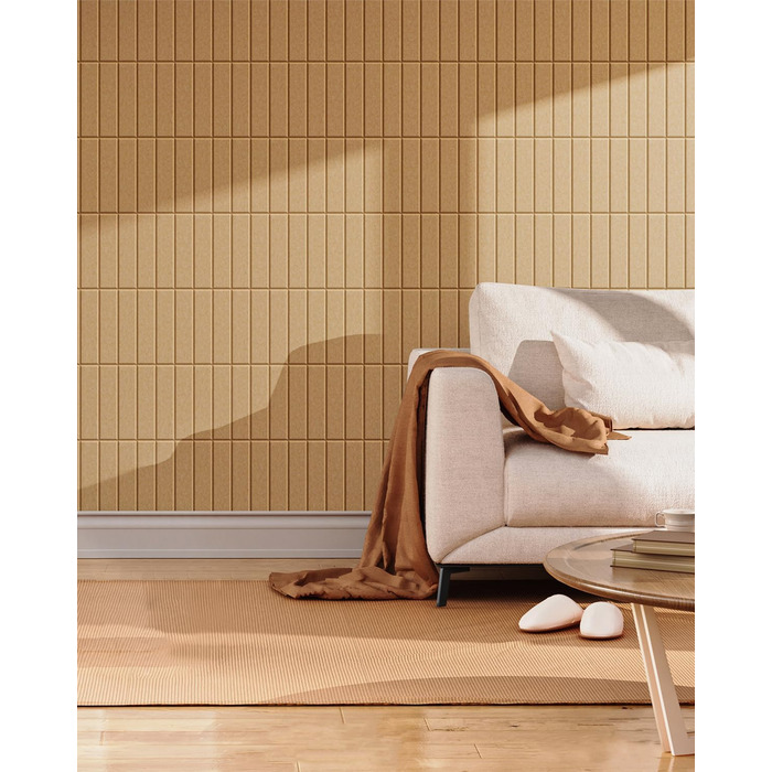 Акустичні панелі Soundsbay самоклеючі для звукоізоляції та шумопоглинання, поліестер, 30×30×0.9 см, гірчично-жовті (12 шт)