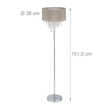 Relaxdays Standing Lamp Organza Crystal