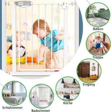 Захист для воріт/сходин для дітей UISEBRT без свердління, 75-85см, авто-закриття, металеве, 105-115см