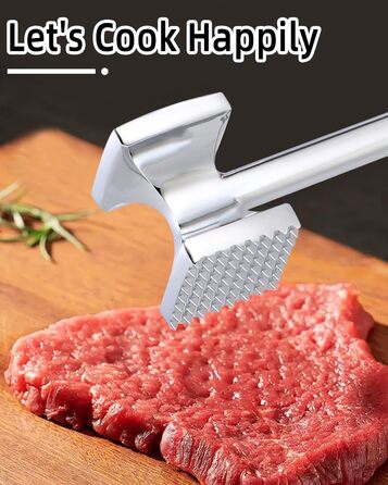 Тідеван Fleischhammer Fleischklopfer: Подвійний молоток для м'яса з нержавіючої сталі 27 см, Antihaft, для стейків, шніцелів, ковбасок, свинини, курки