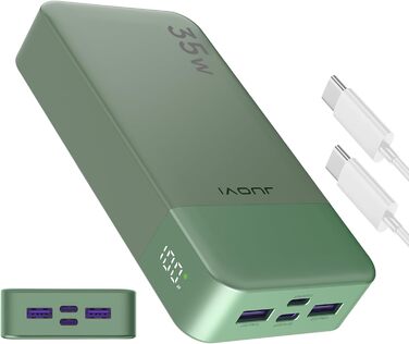 Power Bank JUOVI J2651, 20000mAh, 35W USB-C, Швидка зарядка, Зелений