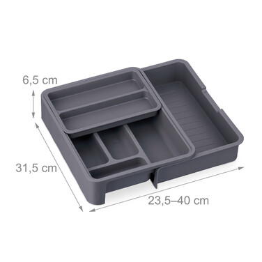 Relaxdays Extendable Cutlery Box in Dark Grey