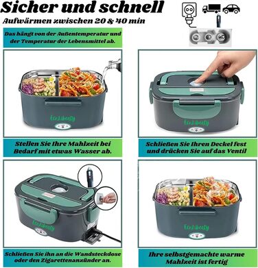 Електрична ланчбокс EcoLiberty 80W з підігрівом, 12/24/220V - для офісу, авто, вантажівки