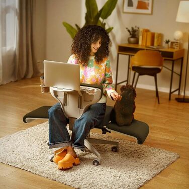 Офісне крісло Newtral FX-FF з регульованою висотою та (за бажанням) підлокітниками, поворотне, з гумовими колесами, для дому та офісу, модель Freedom-X FF (чорний)