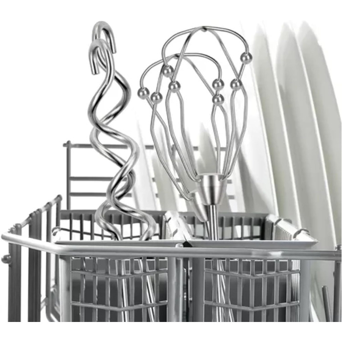 Bosch Hand Mixer Styline MFQ49300, 5 speeds, 2 stainless steel beaters and dough hooks, spiral cable, 850 W, white/dark silver Single