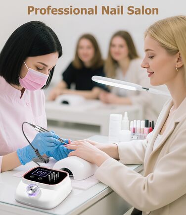 Електрична нігтьова фрезер 45000 RPM з LCD-дисплеєм для манікюру та педикюру, професійна, рожеве золото