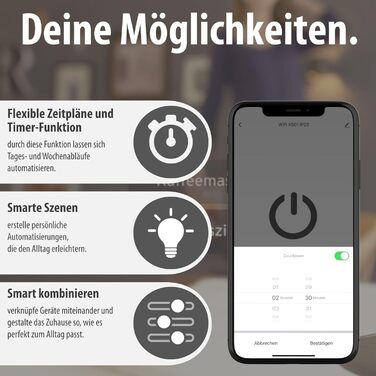Розумний подовжувач Brennenstuhl Connect Eco-Line WiFi на 6 розеток, керування через додаток, Alexa та Google Assistant, кабель 1.5м, чорний