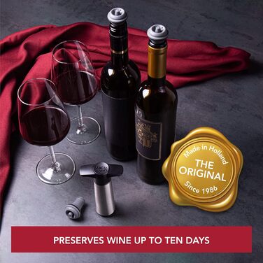 Vacu Vin Wine Pump - Stainless Steel Gift Box - Vacuum Pump with Wine Stopper - Protects the Quality of Your Opened Bottles