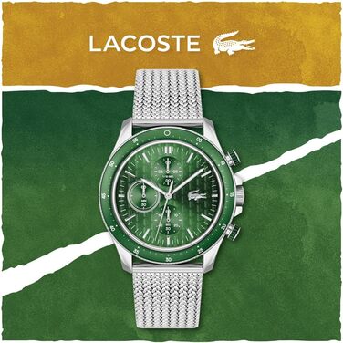 Годинник чоловічий Lacoste Neo Heritage Chronograph Quartz срібний з браслетом (сталь/силікон)