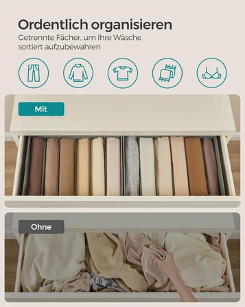SONGMICS Closet Organizer 6-Piece Set, Storage Box with 6 Compartments, Drawer Organization System, Foldable Storage Boxes, 42 x 30 x 17 cm, for Pants, Clothes, dove-grey RUS009G03