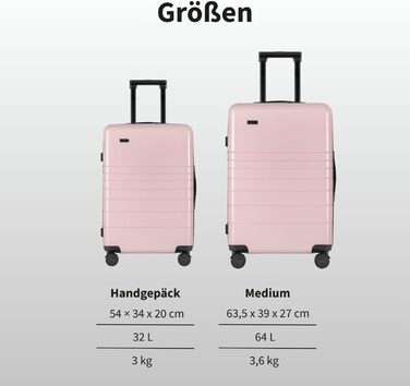 Валіза ETERNITIVE з полікарбонату та ABS: легка, з колесами 360°, з TSA-замком, для ручної поклажі (оливковий, рожевий, набір 2 шт. S+M)