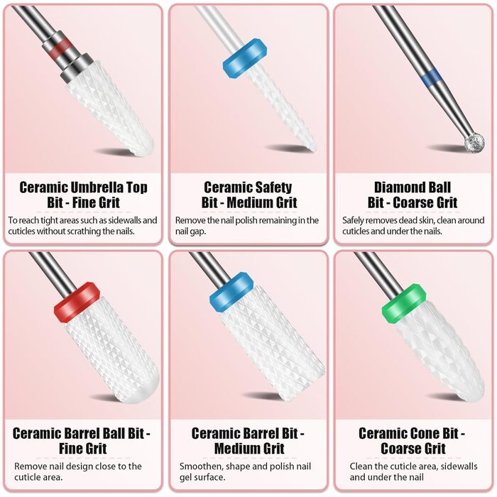 Набір свердел для нігтів Depvko 13 шт. (вольфрам карбід, кераміка, діамант) для манікюру та педикюру