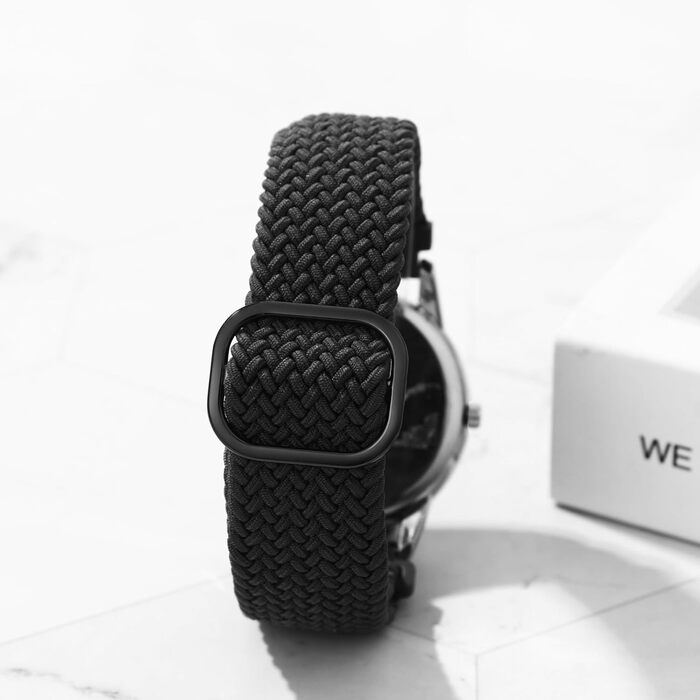 Набір кварцових годинників JewelryWe для жінок та чоловіків (3 шт) з еластичним тканинним ремінцем, аналоговим календарем та великими цифрами на циферблаті
