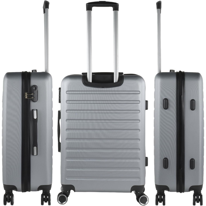 Чемодан валіза на колесах KPAT, валіза-тележка, валіза з жорсткого корпусу, срібна, S+L