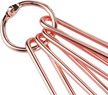 8-Piece Measuring Cup and Spoon Set, Stainless Steel Measuring Spoons with Buckle, Kitchen Baking Accessories for Milk-Tea Shops, Bars, Cafés, Kitchen Utensils (Color: Rose Gold)